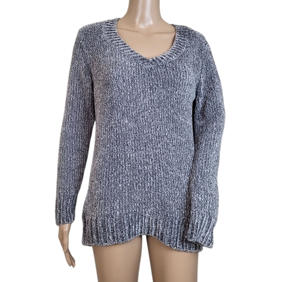 Orvis Women's Soft Cozy Chenille V-Neck Sweater Gray - Picture 1 of 5